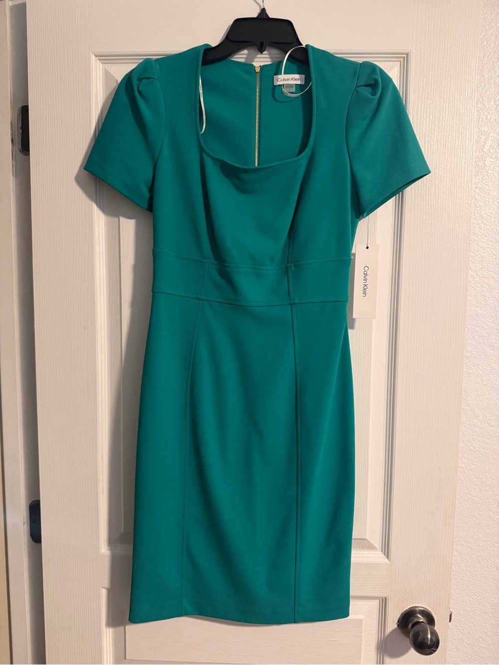 Calvin Klein Teal Fit-and-Flare Sheath Dress